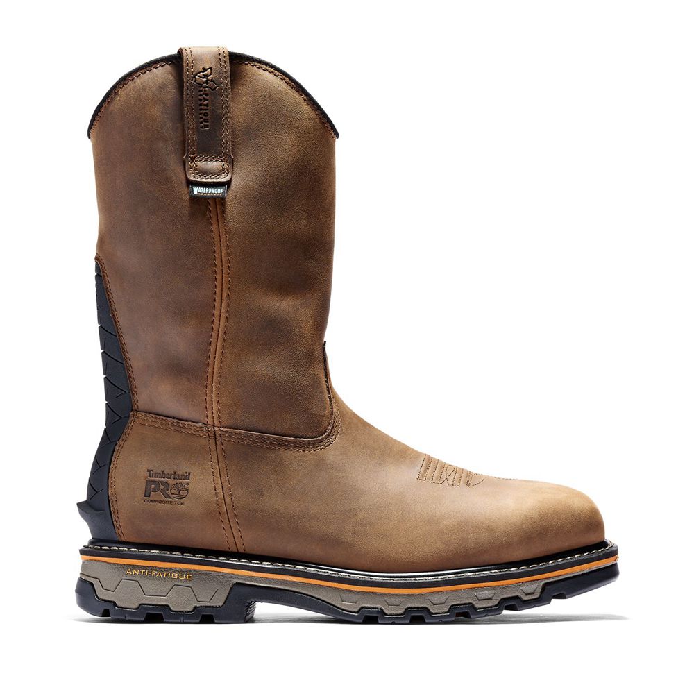 Botas Pro Timberland Hombre Pro True Grit Waterproof Composite-Toe Pull-On Marrones - Chile ZRV-7096